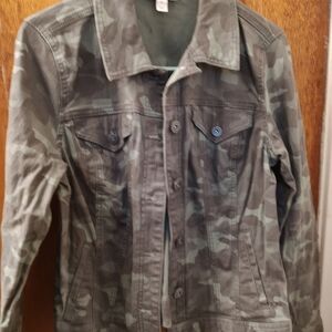 Style & Co. Women's Camo Jean Jacket - Green/Brown